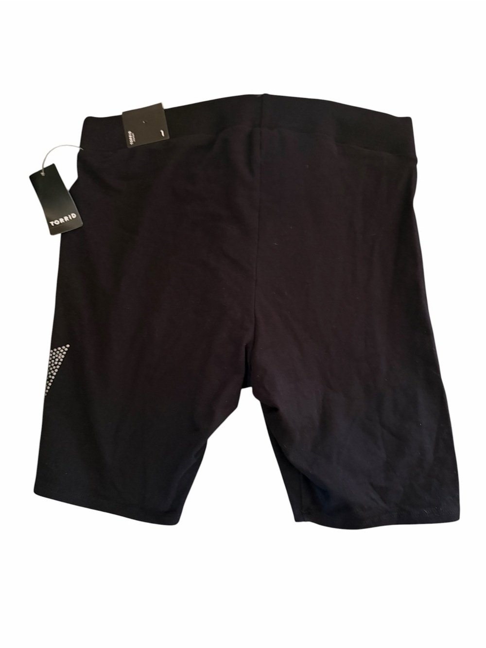 Torrid Black High-Rise Bike Shorts with Rhinestone Lightning - Picture 3 of 4